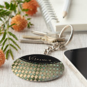 グラムターコイズハーレクインパーソナライズされたキーチェーン キーホルダー (側面)