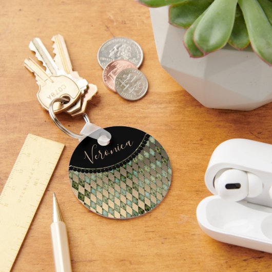 グラムターコイズハーレクインパーソナライズされたキーチェーン キーホルダー (デスク)