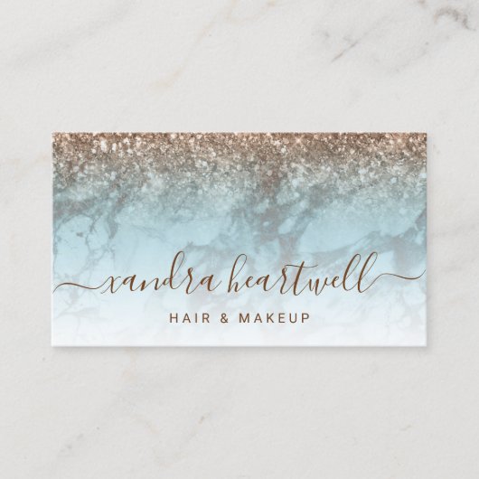 グラムターコイズマーブルブロンズグリッタースクリプト 名刺 (正面)