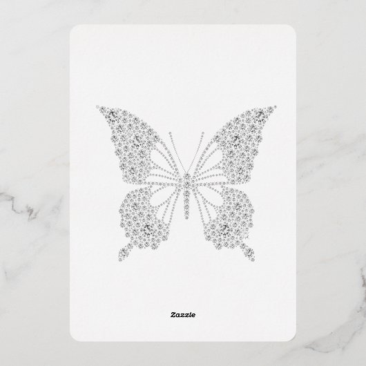 グラムダイアモンズバタフライブライダルシャワー 箔招待状 (裏面)