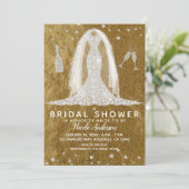グラムダイアモンド結婚ズドレス金ゴールドブライダルシャワー 招待状 (スタンド正面)