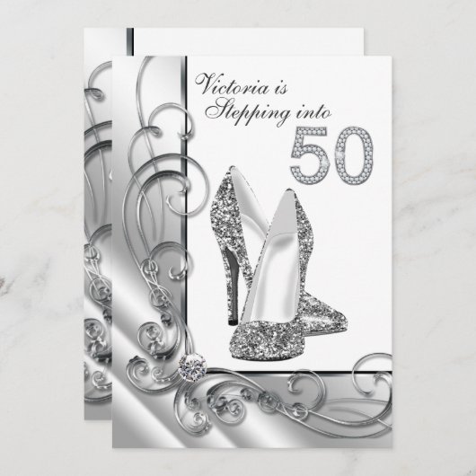 グラムダイヤモンド50の誕生日パーティーにステップイン 招待状 (正面/裏面)