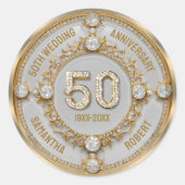 グラムダイヤモンド&金ゴールドフレーム結婚50周年 ラウンドシール (正面)