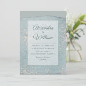 グラムダスティブルーグリッターパステルモダンブルー金ゴールド 招待状 (スタンド正面)
