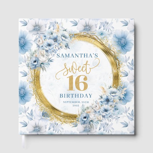 グラムダスティブルースウィート16ゲストブックとグリッター ゲストブック (正面)