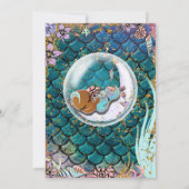 グラムダークマーメイド金ゴールドグリッターボーイズ赤ちゃんシャワー 招待状 (裏面)