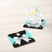 グラムティール（緑がかった色）エスニックファンシーティファニーテーマベビーシャワー スクエアペーパーコースター (インサイチュ)