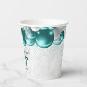 グラムティール(緑がかった色)グリーンシルバーバルーングリッター誕生日 紙コップ (裏面)