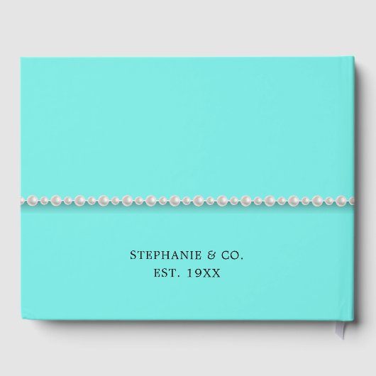 グラムティール（緑がかった色）ティファニーテーマブライダルシャワーゲストブック ゲストブック (裏面)