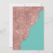 グラムティール(緑がかった色)バラ金ゴールドグリッターカラーブロックスウィート16 招待状 (裏面)