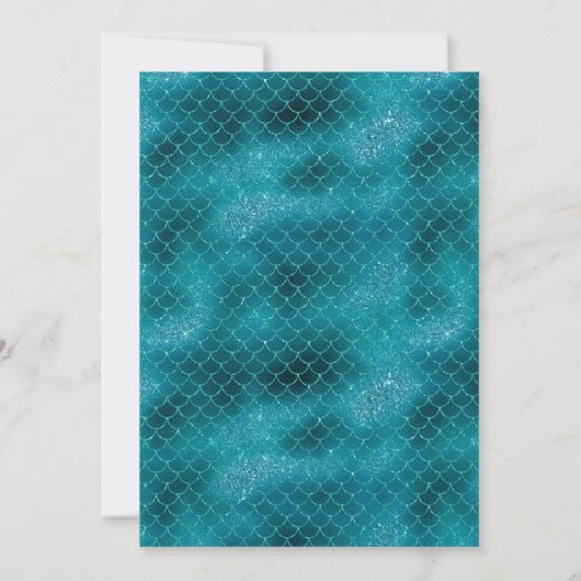 グラムティール（緑がかった色）マーメイドはかりで測ブライダルシャワー 招待状 (裏面)