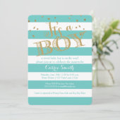 グラムティール(緑がかった色)ラグビーストライプボーイベビーシャワー招待状 招待状 (スタンド正面)