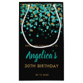 グラムティール(緑がかった色)金ゴールドグリッター紙吹雪ブラック誕生日 スモールペーパーバッグ (裏面)