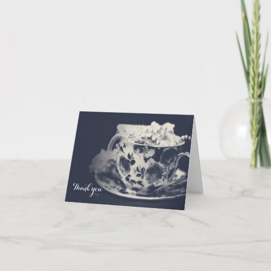 グラムティー＆パール エレガント ブライダル チック サンクス サンキューカード (正面)