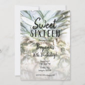 グラムトロピカルパイナップルスウィート16誕生日パーティー 招待状 (正面)