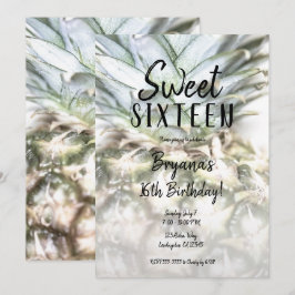 グラムトロピカルパイナップルスウィート16誕生日パーティー 招待状
