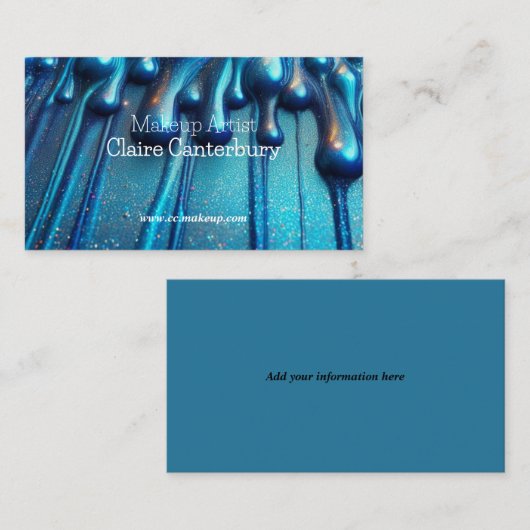グラムドリップブルーグリッターメイクアップ 名刺 (正面/裏面)