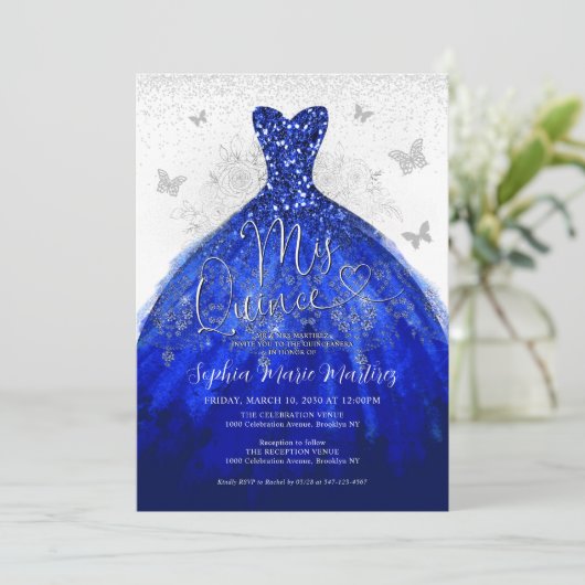 グラムネイビーブルーシルバードレスミクインズキンセアニラ 招待状 (スタンド正面)