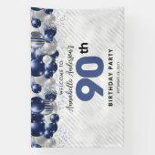 グラムネイビーブルーシルバーバルーングリッターへようこそ 横断幕 (縦)