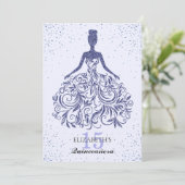 グラムネイビーブルースパークルドレスキンセニェラグリッター 招待状 (スタンド正面)