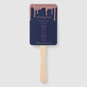 グラムネイビーブルーバラ金ゴールド結婚式 プログラム ハンドファン (裏面)