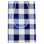 グラムネイビーブルーホワイトバッファロープレイド  ミディアムペーパーバッグ (正面)