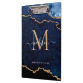 グラムネイビーブルー金ゴールドグリッターアゲートゲーデモノグラム クリップボード (左)