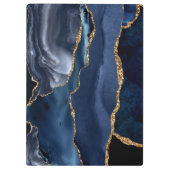 グラムネイビーブルー金ゴールドグリッターアゲートゲーデモノグラム クリップボード (裏面)