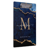 グラムネイビーブルー金ゴールドグリッターアゲートゲーデモノグラム クリップボード (右)