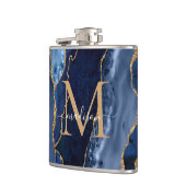 グラムネイビーブルー金ゴールドグリッターアゲートゲーデモノグラム フラスク (左)