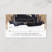 グラムネイビー&金ゴールドグリッタードリップスエレガント美しい 予約カード (正面)