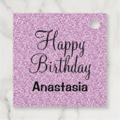 グラムハッピーバースデーパープルグリッタースパークル名 フェイバータグ (裏面)
