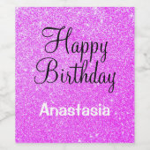 グラムハッピーバースデーパープルグリッタースパークル名 ワインラベル (シングルラベル)