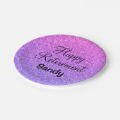 グラムハッピーリタイアグラデーションルパープルグリッタースパークル ペーパープレート (アングル)