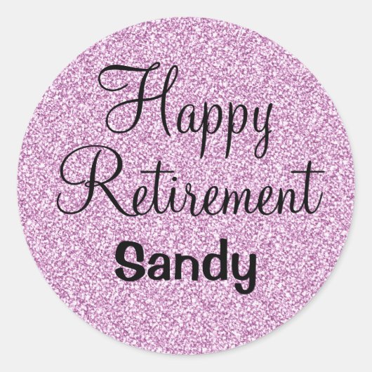 グラムハッピーリタイアメントパープルグリッタースパークル ラウンドシール (正面)