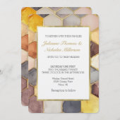 グラムハニーコーム赤面シャンパーニュ抽象芸術結婚ズ 招待状 (正面/裏面)