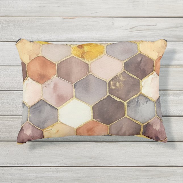 グラムハニーコーム赤面シャンパーニュ抽象芸術 アウトドアクッション (正面)