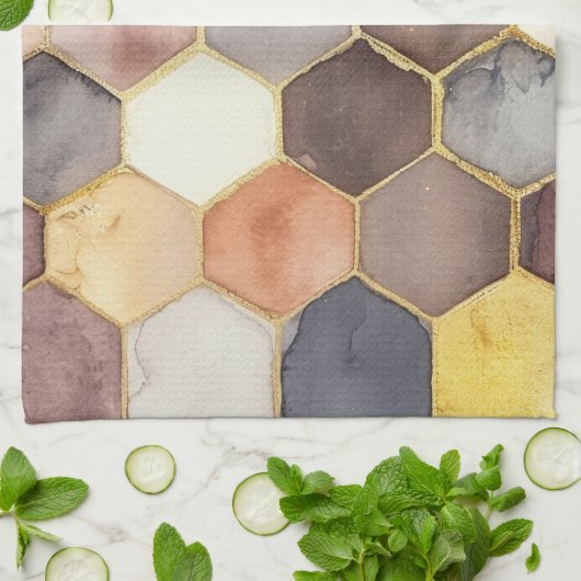 グラムハニーコーム赤面シャンパーニュ抽象芸術 キッチンタオル (折り畳み)