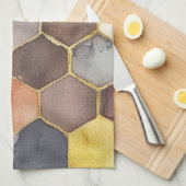 グラムハニーコーム赤面シャンパーニュ抽象芸術 キッチンタオル (四つ折り)