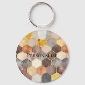 グラムハニーコーム赤面シャンパーニュ抽象芸術 キーホルダー (正面)