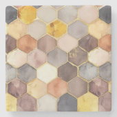 グラムハニーコーム赤面シャンパーニュ抽象芸術 ストーンコースター (正面)