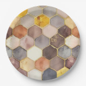グラムハニーコーム赤面シャンパーニュ抽象芸術 ペーパープレート (正面)