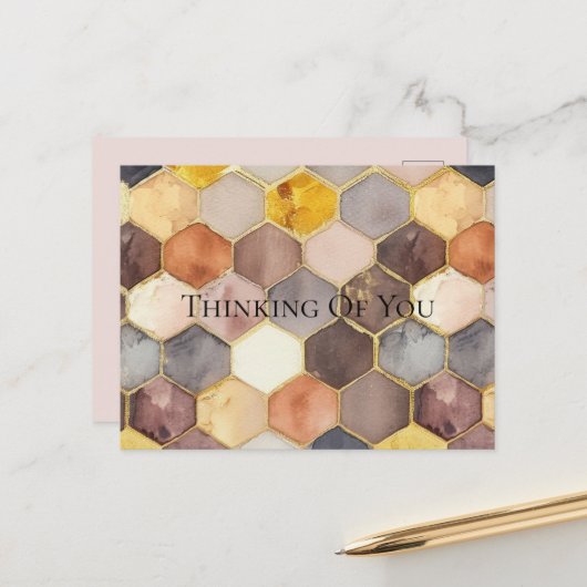 グラムハニーコーム赤面シャンパーニュ抽象芸術 ポストカード (正面/裏面インサイチュ)