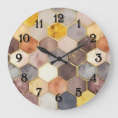 グラムハニーコーム赤面シャンパーニュ抽象芸術 ラージ壁時計 (正面)