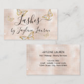 グラムバタフライラッシュ赤面ベージュきらめく 名刺 (正面/裏面)