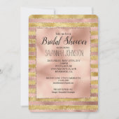 グラムバラと金ゴールドグリジーストライプブライダルシャワー 招待状 (正面)