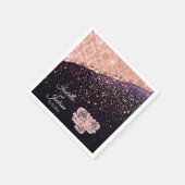 グラムバラブラックグリッター赤面バラ結婚ズ スタンダードカクテルナプキン (角)