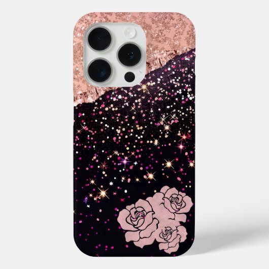 グラムバラブラックグリッター赤面バラ Case-Mate iPhoneケース (裏面)