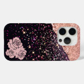 グラムバラブラックグリッター赤面バラ Case-Mate iPhoneケース (裏面 (横))