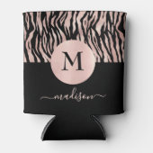 グラムバラ金ゴールドアニマルプリントオンブラックモノグラム名 缶クーラー (正面)